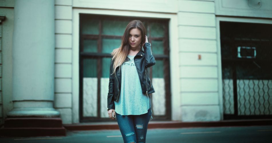 short leather jacket jeans